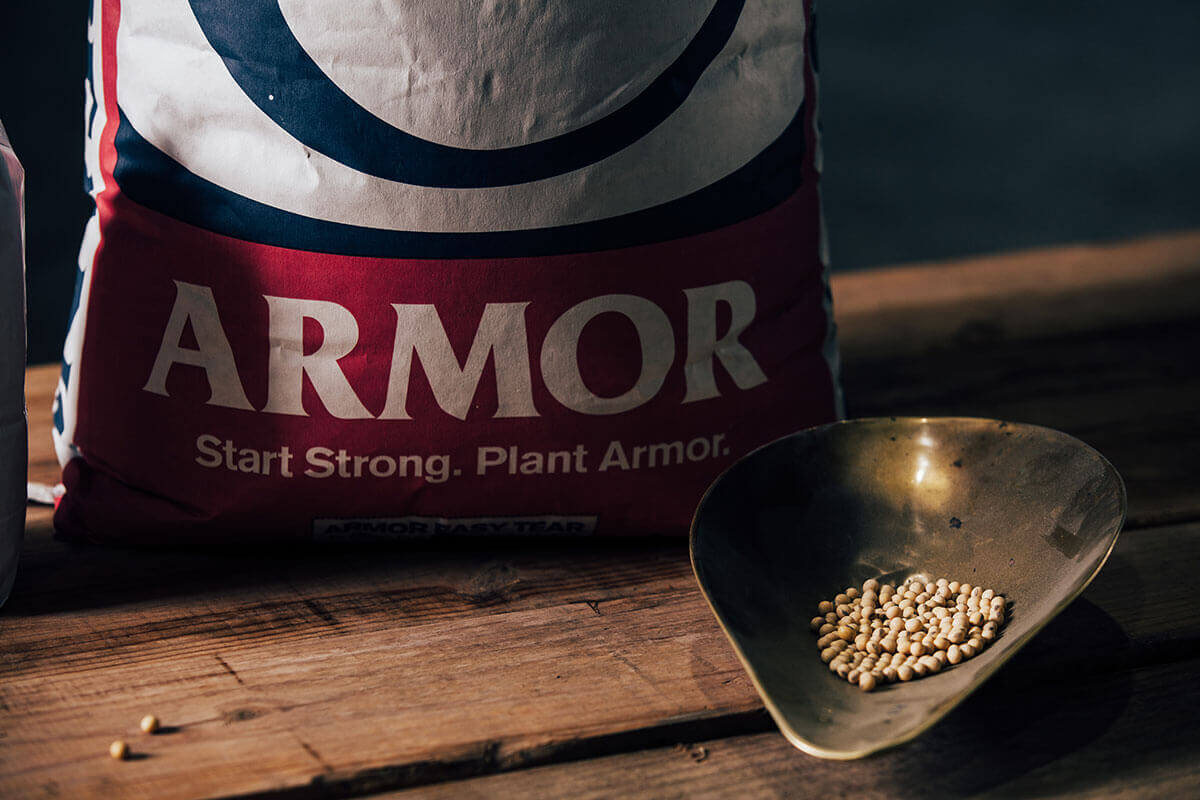 A bag of Armor Beans with a sample for testing